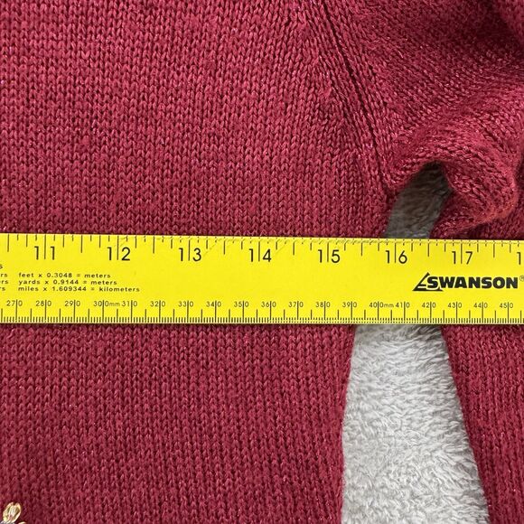 Beverly Mehe Sweater S Red Silk Knit Cardigan Button Front 3/4 Sleeve Rhinestone - Picture 13 of 14